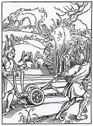 Of hym that wyll nat folowe nor ensue good counsell, and necessary, illustration from Alexander Barclay